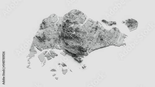 Shaded relief of Singapore isolated on a blue background photo