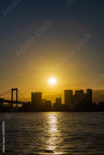 夕暮れの東京ビル群