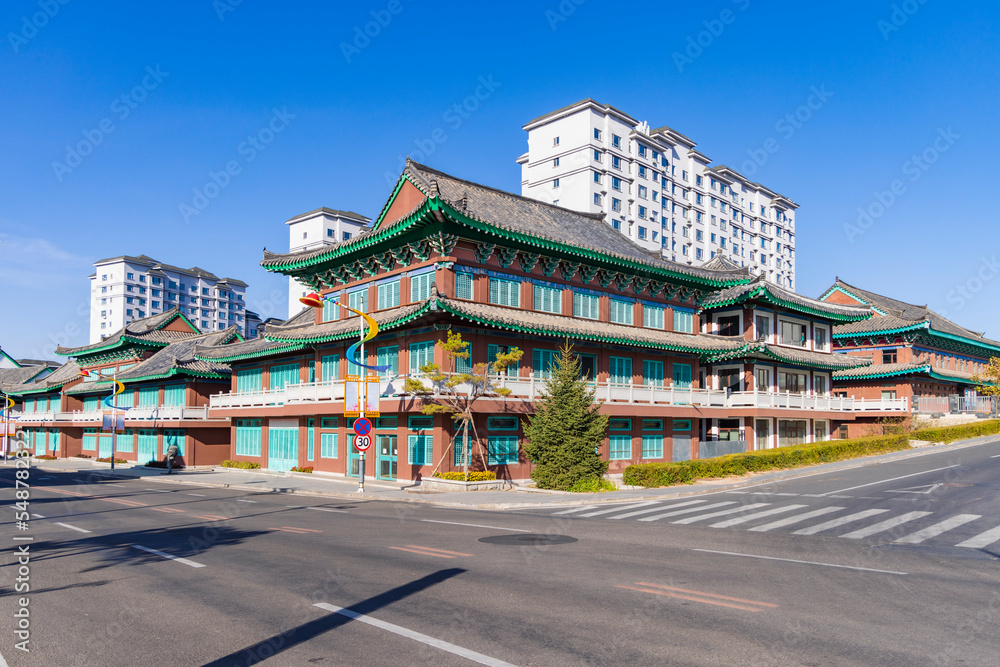 Fototapeta premium Landscape of Yanbian Korean Folk Garden, Jilin Province, China