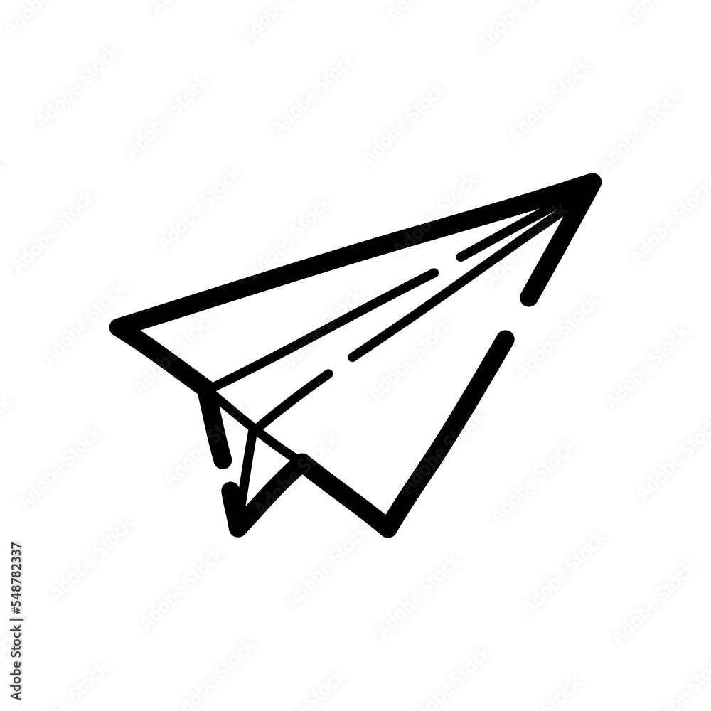 Paper plane doodle icon. Hand drawn symbol. Vector illustration. Stock ...