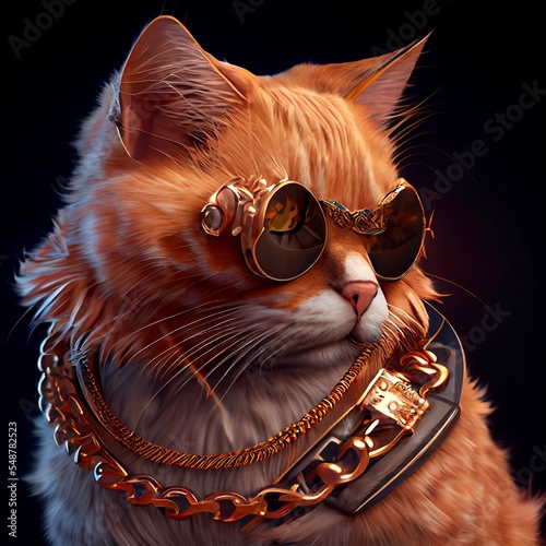 Midjourney abstract render of gangsta cat photo