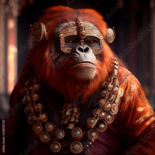 Midjourney abstract render of gangsta orang utan © Schneestarre