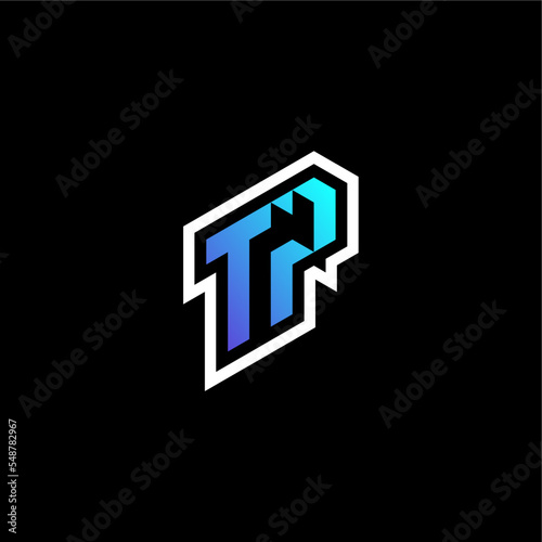 TP initial blue and white esport logo and monogram gaming ideas