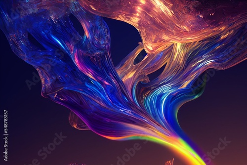 イラスト カラフル アート 流体 気体 流れ 抽象 曲線