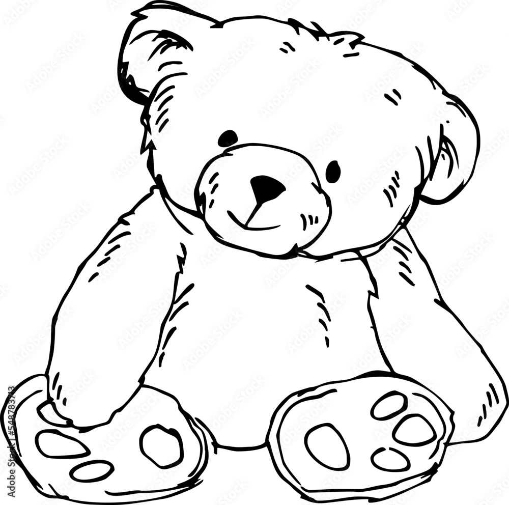 Fototapeta premium Cute Teddy bear, doodle illustration 