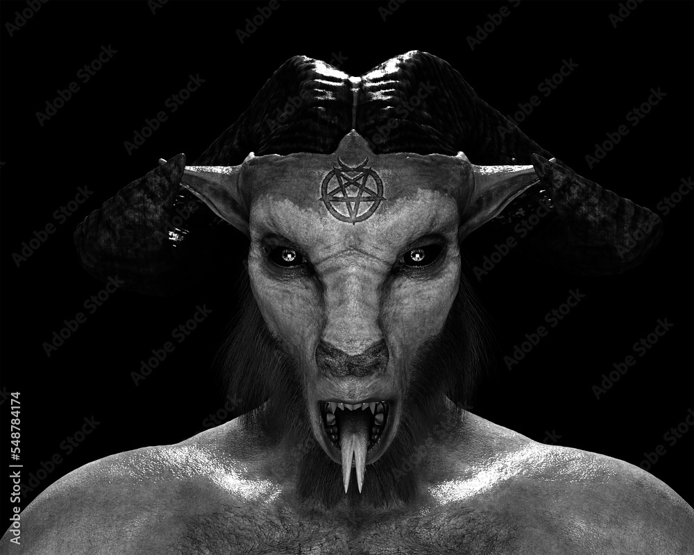 3d illustration in black and white of the Demon Baphomet Stock ...