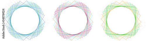 Round vector frame. The lines of the square are transformed in a circle, with space for text or photo in the center.