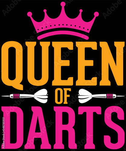 Queen of Darts Typography t-shirt design.