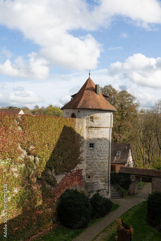 old watchtower with city wall in Vellberg