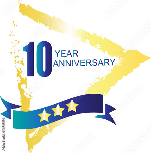 10-year anniversary celebration template, 10-year anniversary celebration logotype colorful design