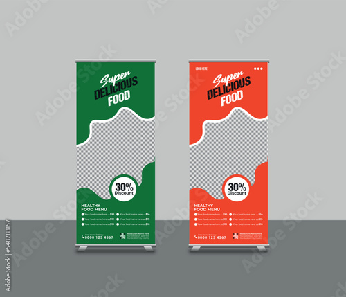 Restaurant services promotion x stand rollup pull-up retractable signage banner design 