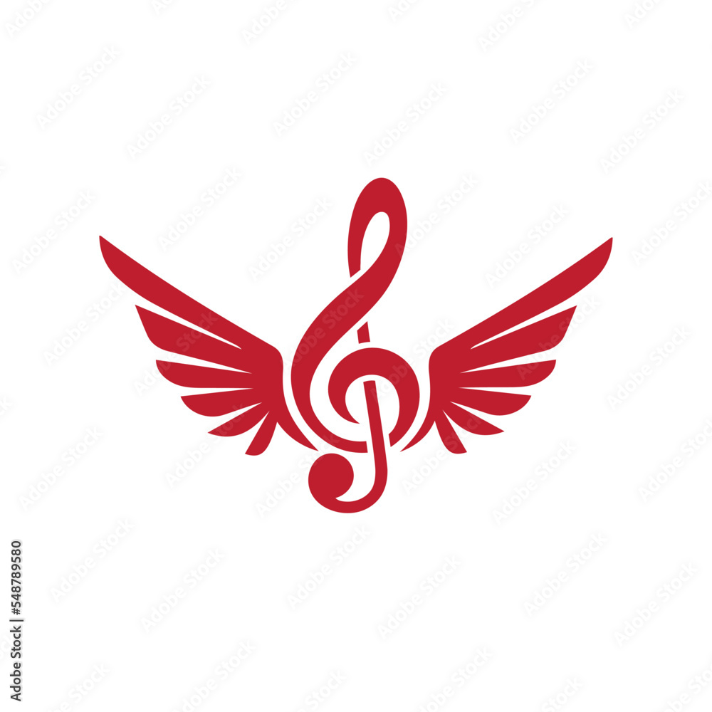 Obraz premium eagle wings with music logo icon design.