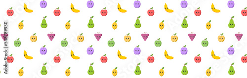 seamless pattern with fruits. Flat design vector illustration on white background.