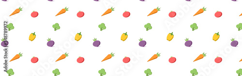 seamless pattern with colorful vegetables. broccoli, tomato, carrot, pepper 