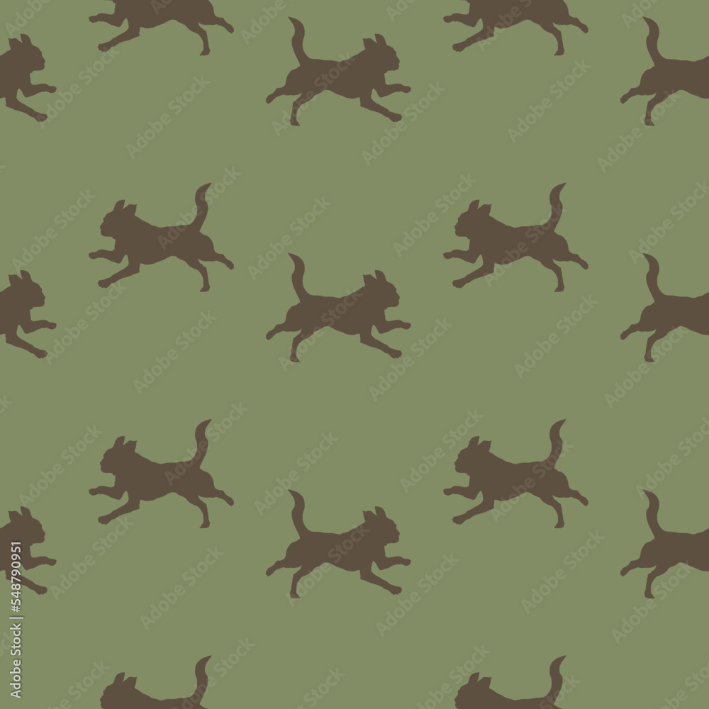 Running petit brabancon puppy. Seamless pattern. Dog silhouette. Endless texture. Design for wallpaper, fabric, decor, surface design. Vector.