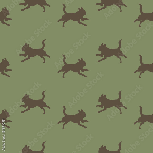 Running petit brabancon puppy. Seamless pattern. Dog silhouette. Endless texture. Design for wallpaper  fabric  decor  surface design. Vector.