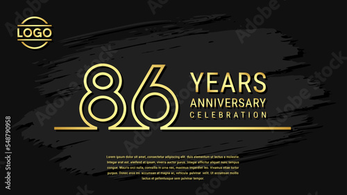 86th Anniversary Celebration, Golden Anniversary logo design in double line style isolated on black background. Vector Template Illustration photo