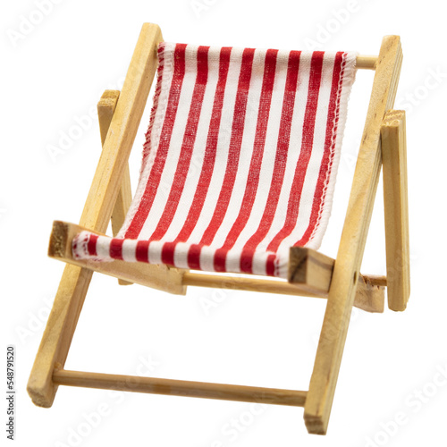 Print op canvas a wooden miniature deck chair
