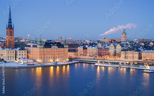 Canvas Print View of Stockholm Gamla Stan in Winter
