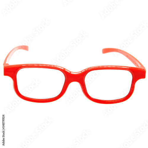 red retro glasses frame without lenses