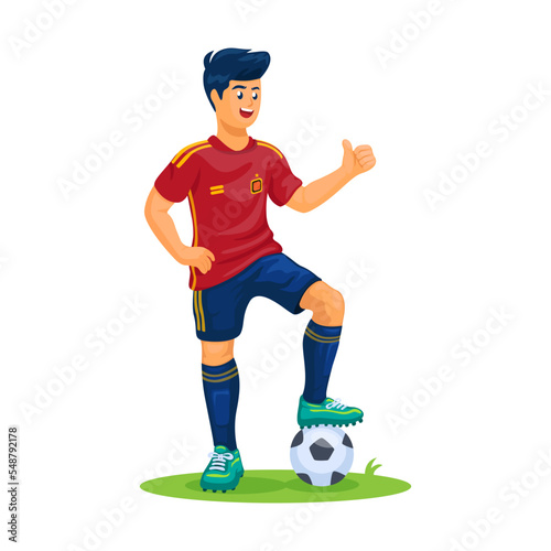 Spain football male uniform pose figure character mascot cartoon illustration vector