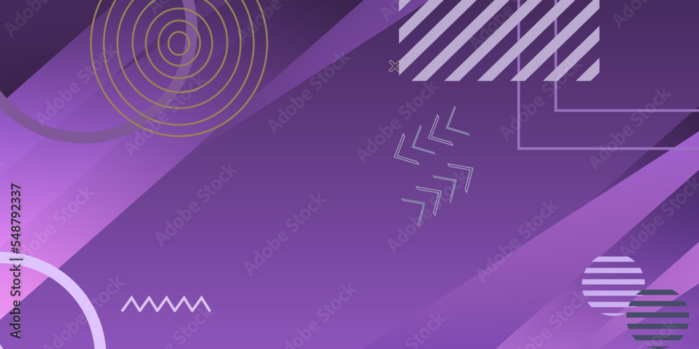 Obraz premium Minimal geometric background. Dynamic shapes composition. purple memphis Vector illustration