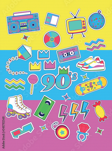 90s 80s nostalgic colorful retro pop art stickers photo