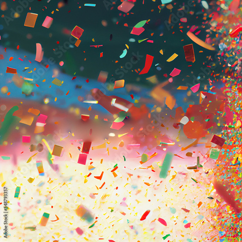 Confetti rain colorful festive background. Texture for party digital illustration