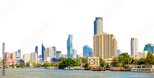 Picture of a city with many tall buildings. Bangkok city building. with clipping path