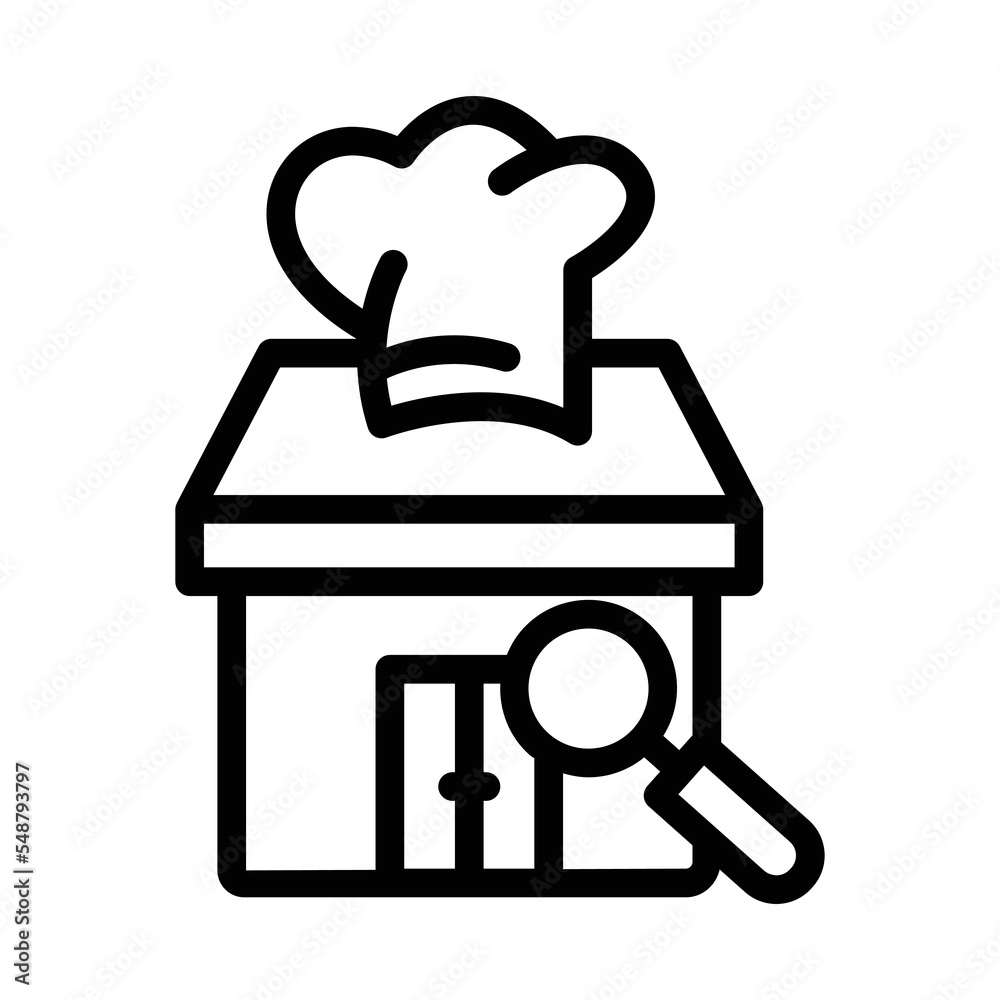 Restaurant icon illustration with search. line icon style. suitable for restaurant searching icon. icon related to e-commerce. Simple vector design editable. Pixel perfect at 32 x 32 Restaurant icon illustration with search. line icon style. suitable for restaurant searching icon. icon related to e-commerce. Simple vector design editable. Pixel perfect at 32 x 32