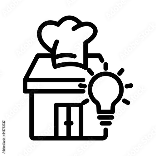 Restaurant icon illustration with light bulb. line icon style. suitable for restaurant icon. icon related to e-commerce. Simple vector design editable. Pixel perfect at 32 x 32