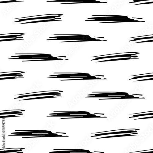 Seamless pattern with black pencil brushstrokes