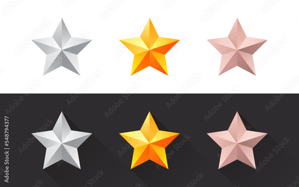 Obraz premium Star icons. Silver star. Golden Star. Bronze star. Vector illustration