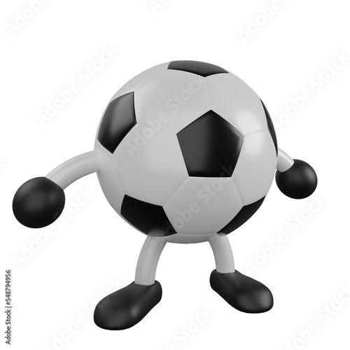 Fototapeta Naklejka Na Ścianę i Meble -  Soccer ball cartoon model isolated. 3D rendering