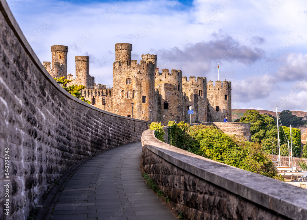 Conwy Castle, the awesome landmark medieval fortress in Wales, UK captured n the morning
