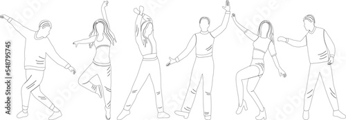 dancing people sketch ,contour vector