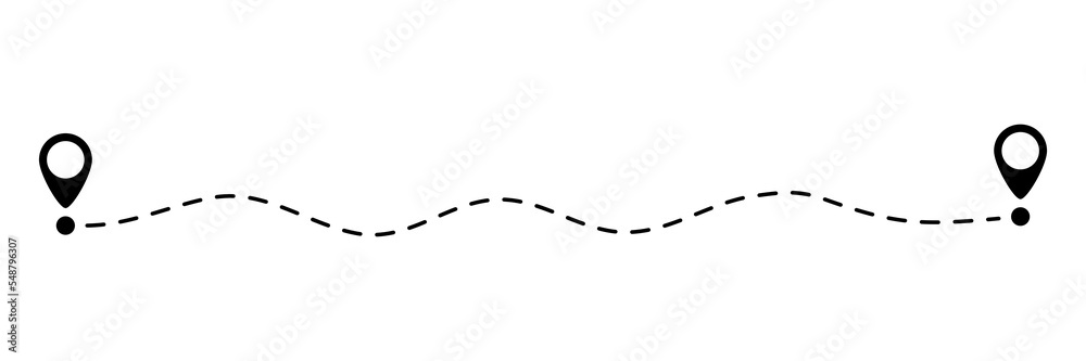 Pin map dotted line. Navigation pointers. Destination sign. Vector illustration isolated on white. Pin map dotted line. Navigation pointers. Destination sign. Vector illustration isolated on white.