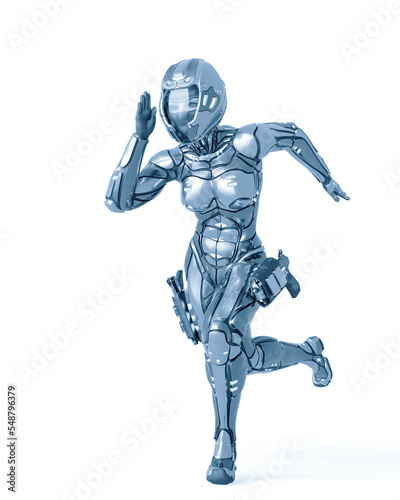 astronaut girl on sci-fi suit is running © DM7