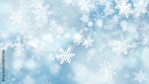 White snowflake Bokeh backgrounds  on blue backgrounds in Christmas Holiday    illustration wallpaper