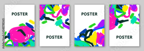 Abstract graffiti poster set - Colorful painting art background set photo