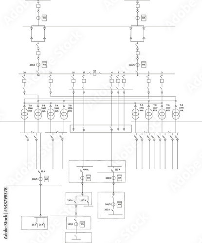 Electric wiring diagram for power