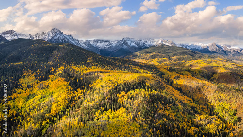 Rocky Mountains - Autumn golden aspen foliage near Ridgway Colorado - County Road 5 - Mount Sneffels - San Juan Mountains