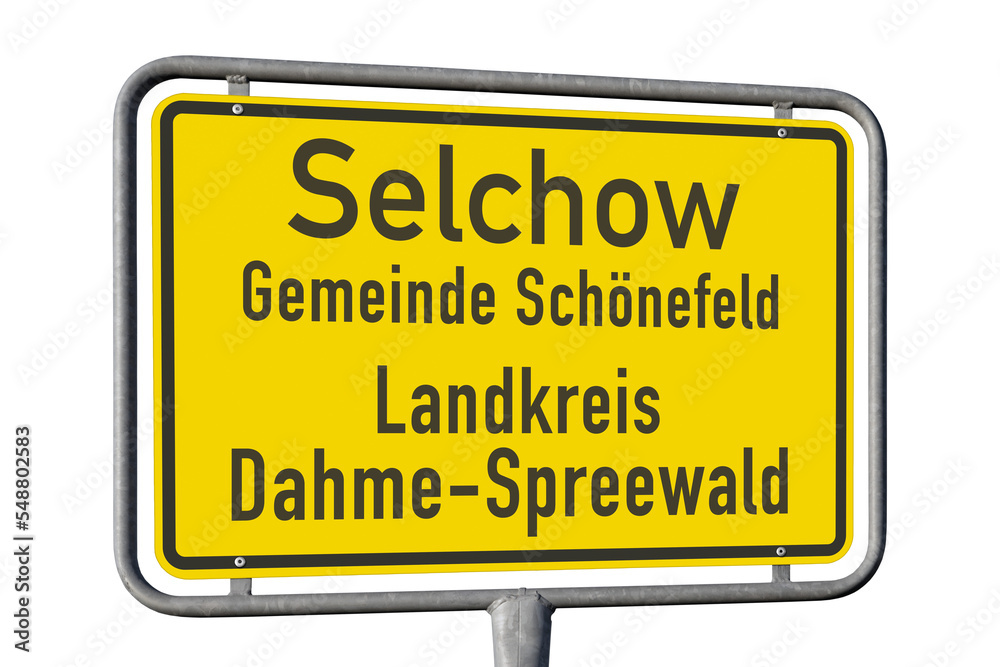 Selchow, Gemeinde Schönefeld, Ortsschild, freigestellt als PNG-Datei Selchow, Gemeinde Schönefeld, Ortsschild, freigestellt als PNG-Datei