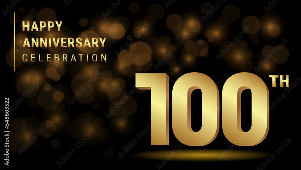 100th Anniversary 3d Template Design With Gold Color For Celebration