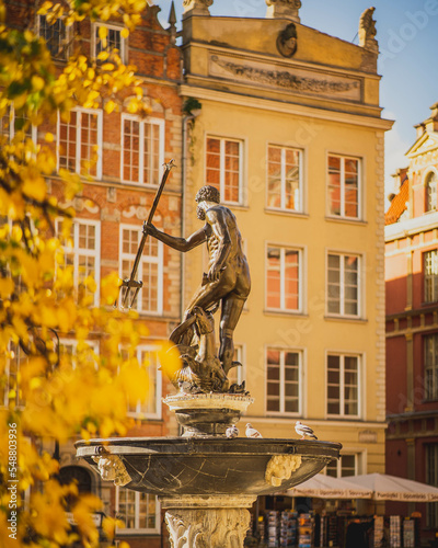 View of the Neptune statue at Dlugi Targ in Gdańsk.
