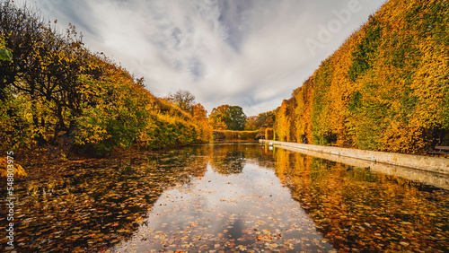 Park in Oliwa  Gdansk  on a beautiful autumn day. Colorful leaves and a great atmosphere.