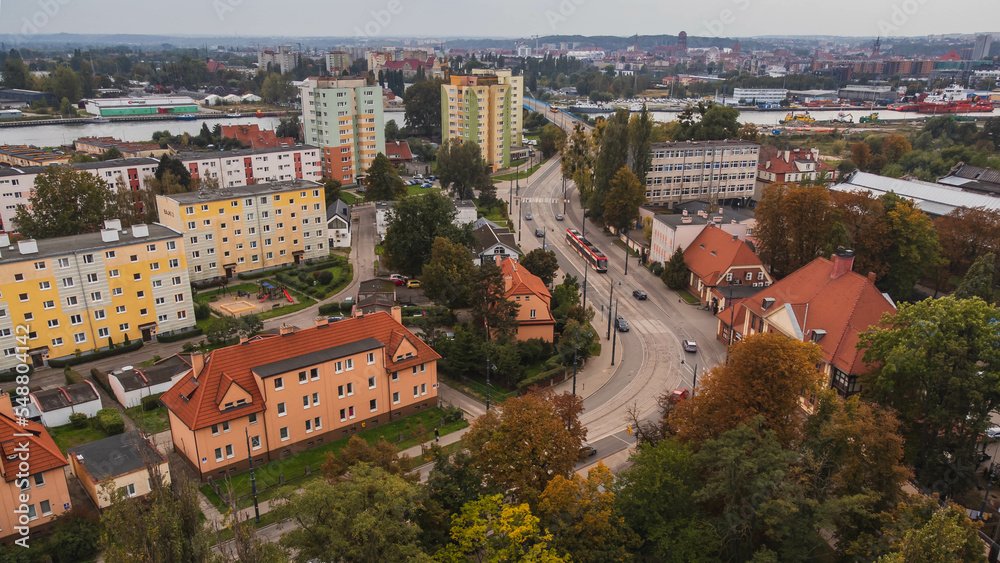 Drone view of the Przerobka district of Gdańsk.