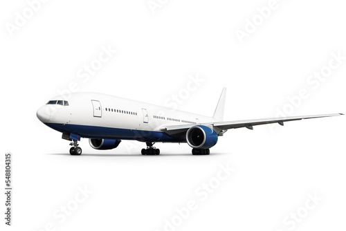 Wide body passenger airplane isolated on transparent background