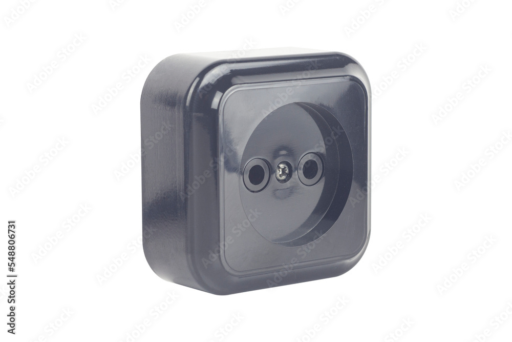 socket, black plastic socket in euro format isolated from background socket, black plastic socket in euro format isolated from background