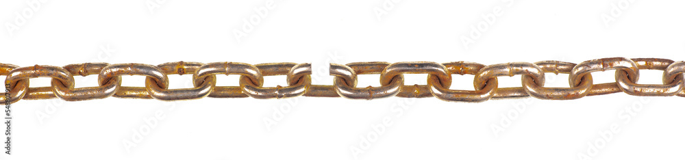broken link in chain isolated on white background broken link in chain isolated on white background